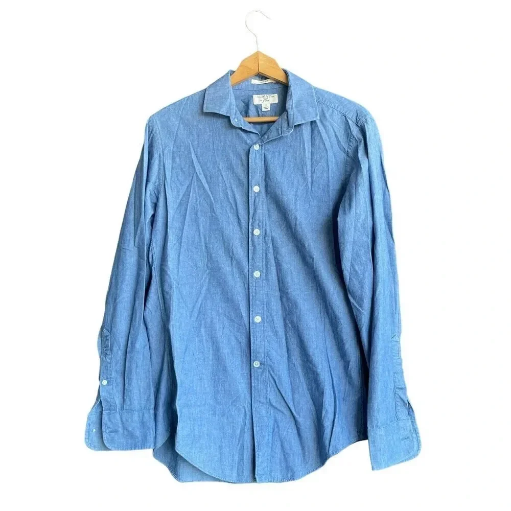 J.Crew Ludlow Albiate Men’s Chambray Shirt Size Small Button Blue Long Sleeve